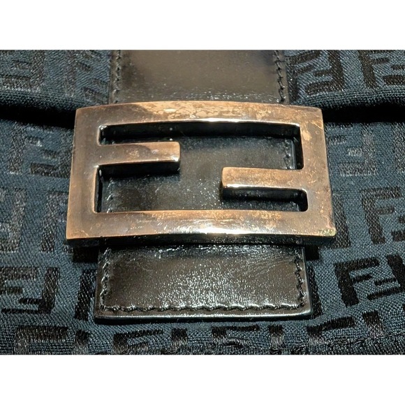 Vintage Fendi Zucca Baguette ShoulderCanvas Baguette Bag Black